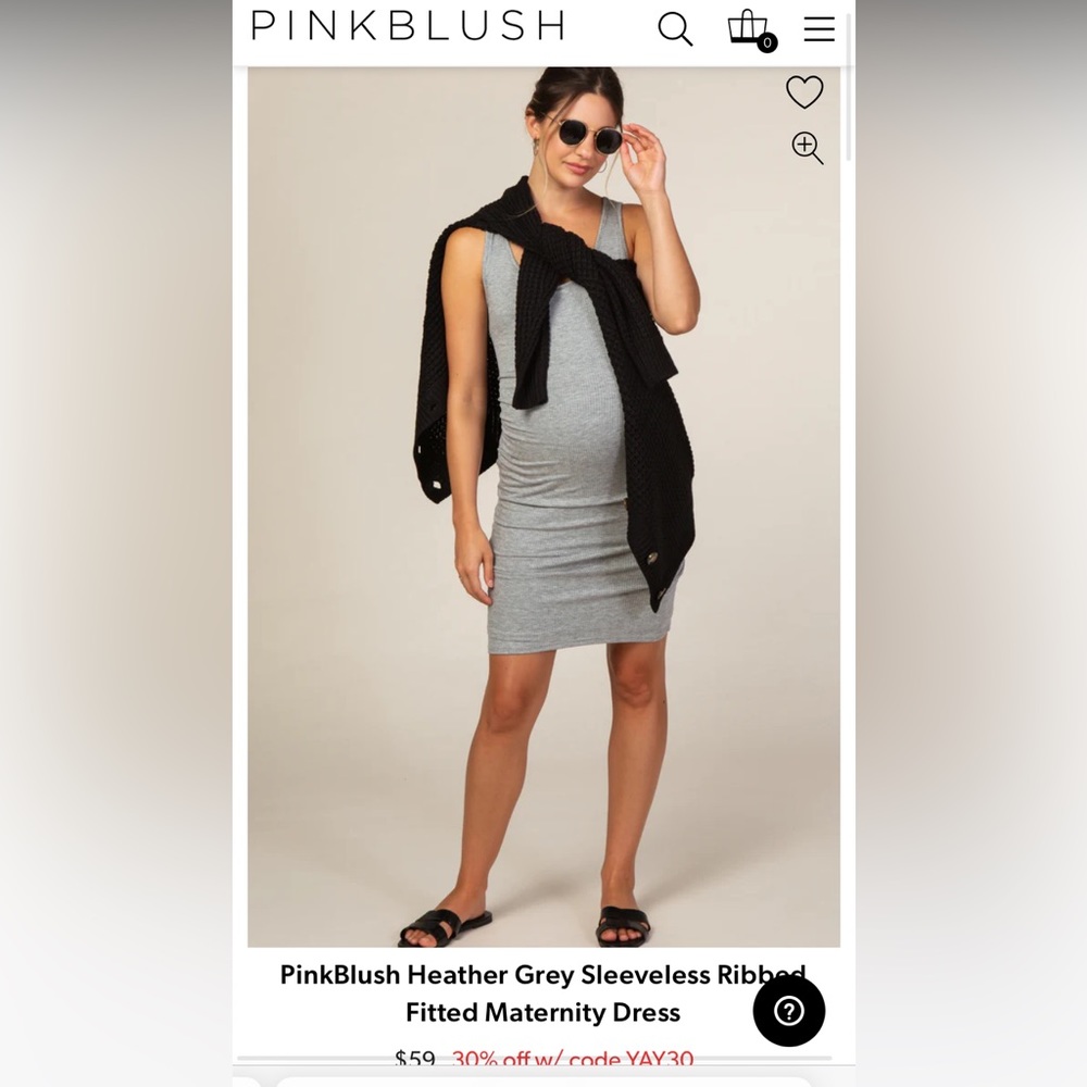 PinkBlush Heather Grey Sleeveless Ribbed Fitted Maternity Dress